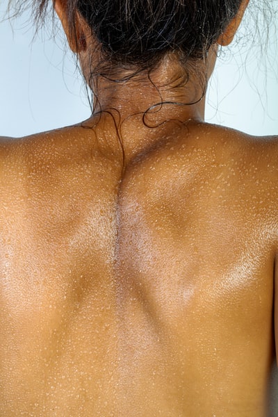 Topless brown hair woman
